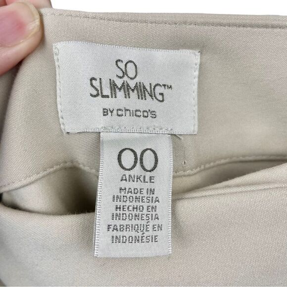 Chicos So Slimming Juliette Light Tan Slim Fit Ankle Pants Size 00 ( fits US 6) - Picture 5 of 6